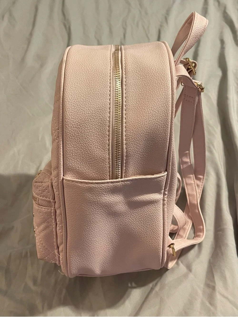 Under One Sky Baby Pink Quilted Mini Backpack Heart Bows and Teddy Bear Charms
